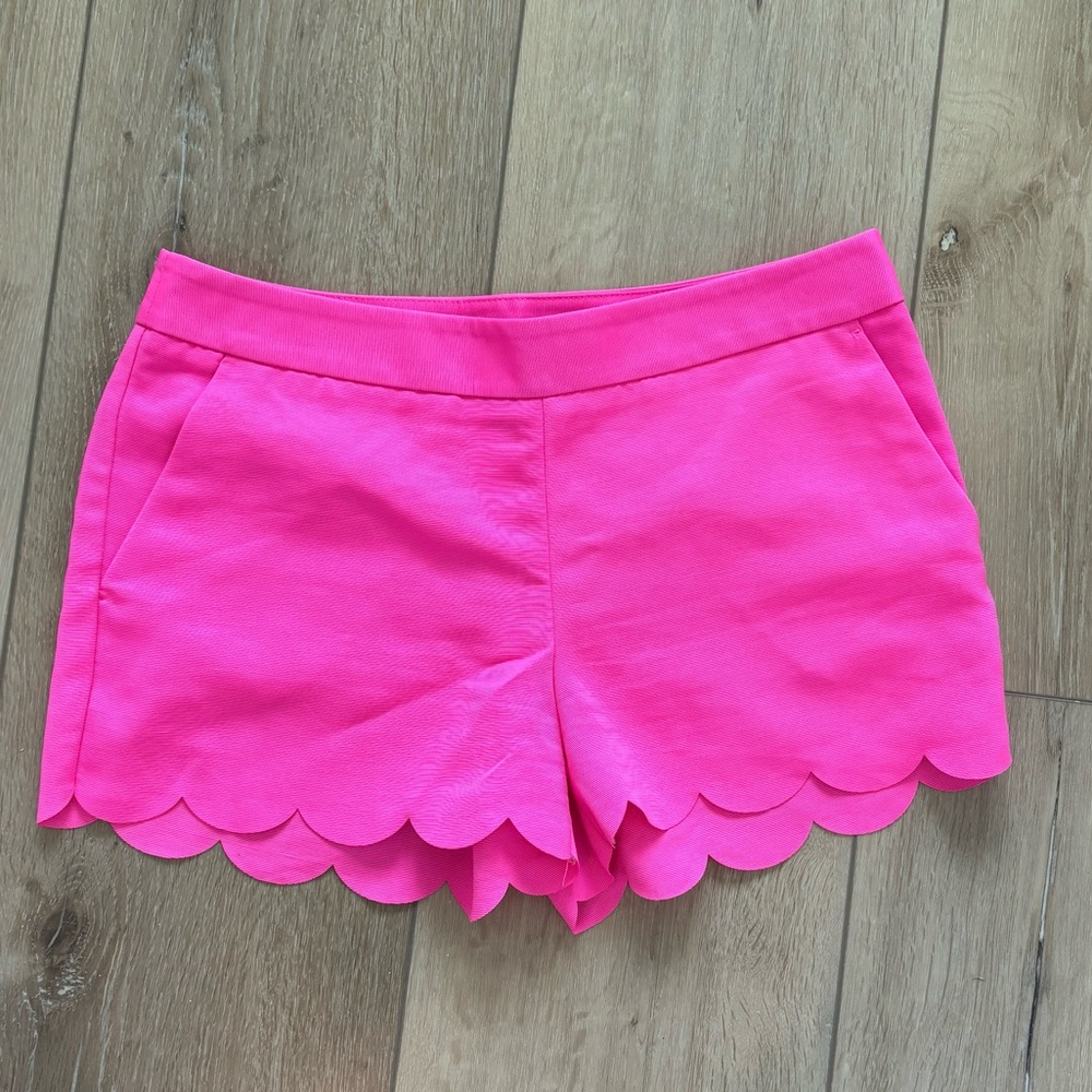 Express High Waist Pink Scalloped Shorts
